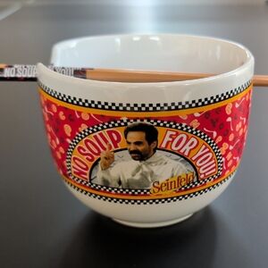 'No Soup For You' Red and White Soup Bowl